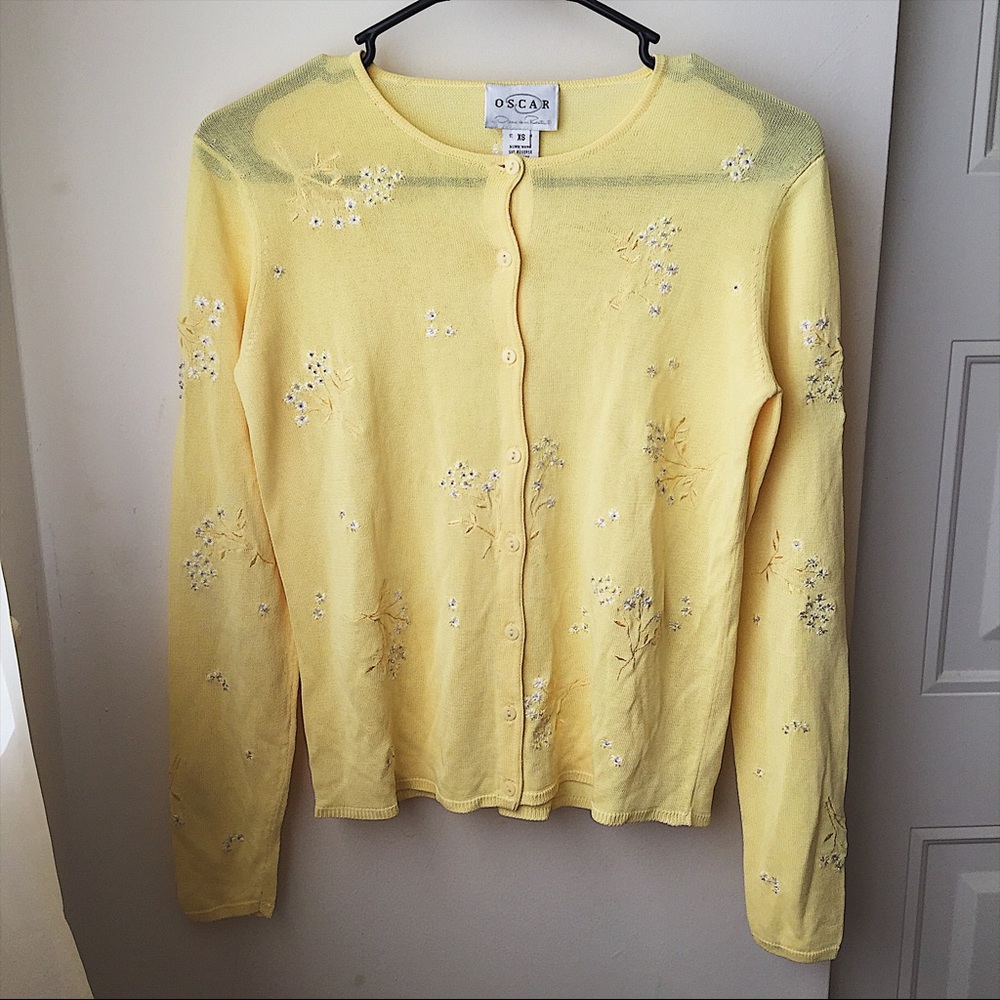 Oscar by Oscar de la Renta Yellow Cardigan Size XS